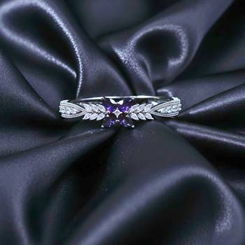 AD Studded Purple Stone Floral Design Openable Kada 1