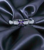 AD Studded Purple Stone Floral Design Openable Kada