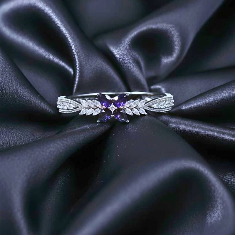 AD Studded Purple Stone Floral Design Openable Kada