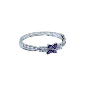 AD Studded Purple Stone Floral Design Openable Kada 3