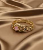 Kundan with Cubic Zircon Studded Pink Stone Openable Kada