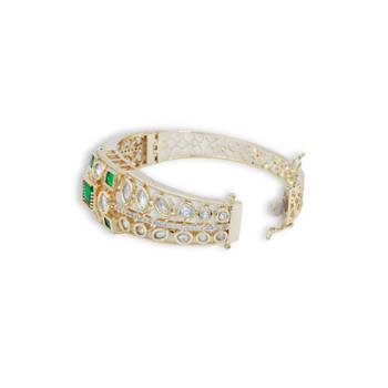 Kundan with Cubic Zircon Studded Green Stone Openable Kada 3
