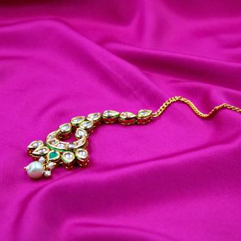 Gold Plated Meenakari Kundan Maangtikka 1