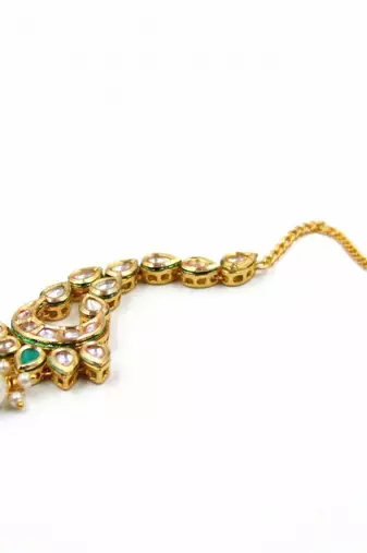 Gold Plated Meenakari Kundan Maangtikka