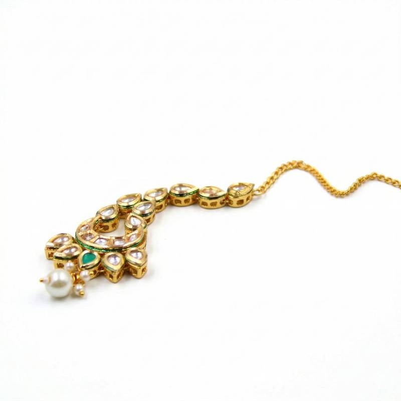 Gold Plated Meenakari Kundan Maangtikka