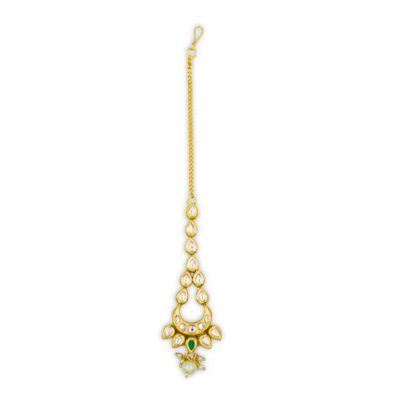 Gold Plated Meenakari Kundan Maangtikka