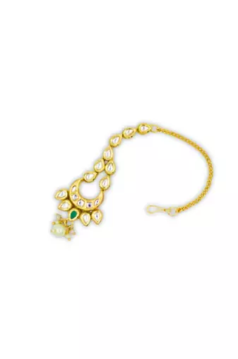 Gold Plated Meenakari Kundan Maangtikka