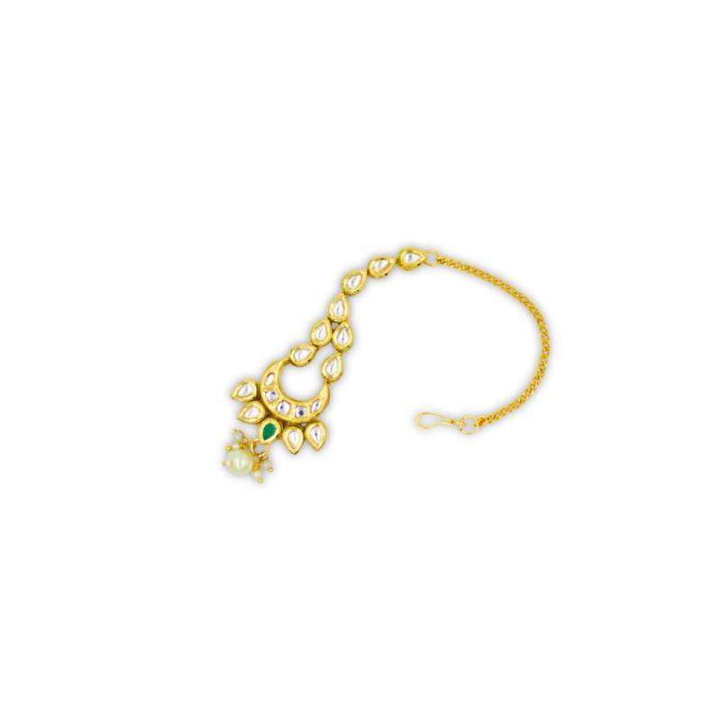 Gold Plated Meenakari Kundan Maangtikka