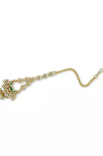 Gold Plated Meenakari Kundan Maangtikka