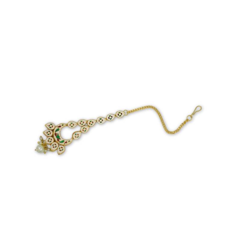 Gold Plated Meenakari Kundan Maangtikka