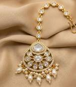 Moissanite Polki Pearl Chand Maang Tikka