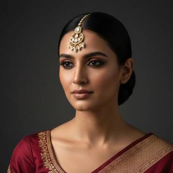 Moissanite Polki Pearl Chandbali Maang Tikka 1
