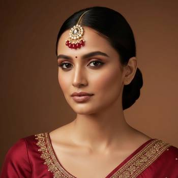 Meenakari Moissanite Kundan Maang Tikka with Red Beads & Pearls 1