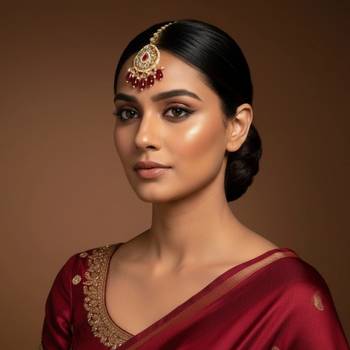 Moissanite Kundan Maang Tikka with Red Beads & Pearls 1