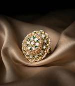 Meenakari Kundan Moissanite Polki Rajwadi Adjustable Ring