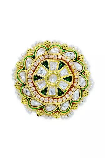 Meenakari Kundan Moissanite Polki Rajwadi Adjustable Ring