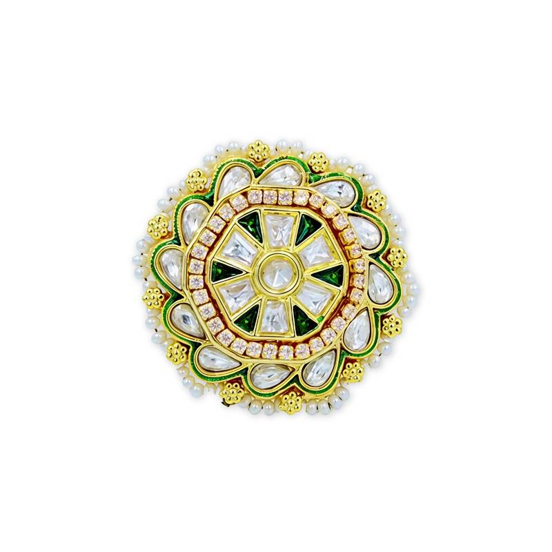 Meenakari Kundan Moissanite Polki Rajwadi Adjustable Ring