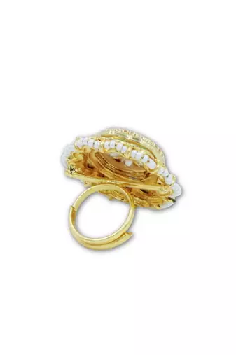 Meenakari Kundan Moissanite Polki Rajwadi Adjustable Ring