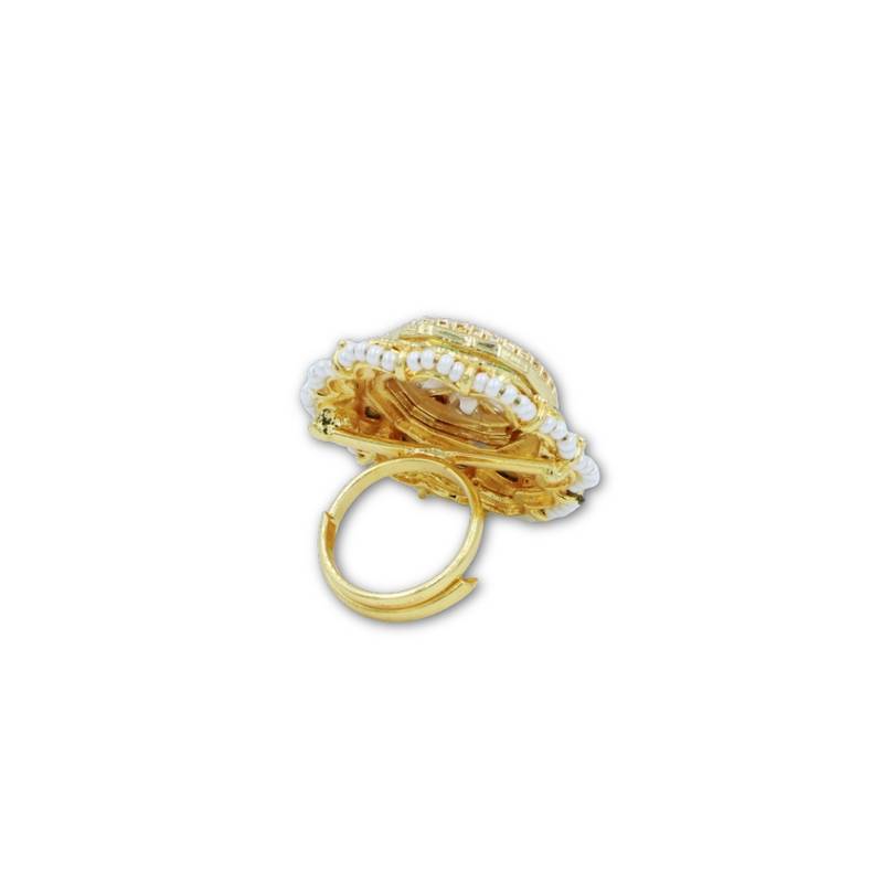 Meenakari Kundan Moissanite Polki Rajwadi Adjustable Ring
