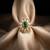 Green Stone Moissanite Kundan Almond Shaped Adjustable Ring