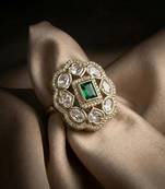 Moissanite Polki Adjustable Ring