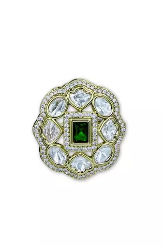 Moissanite Polki Adjustable Ring