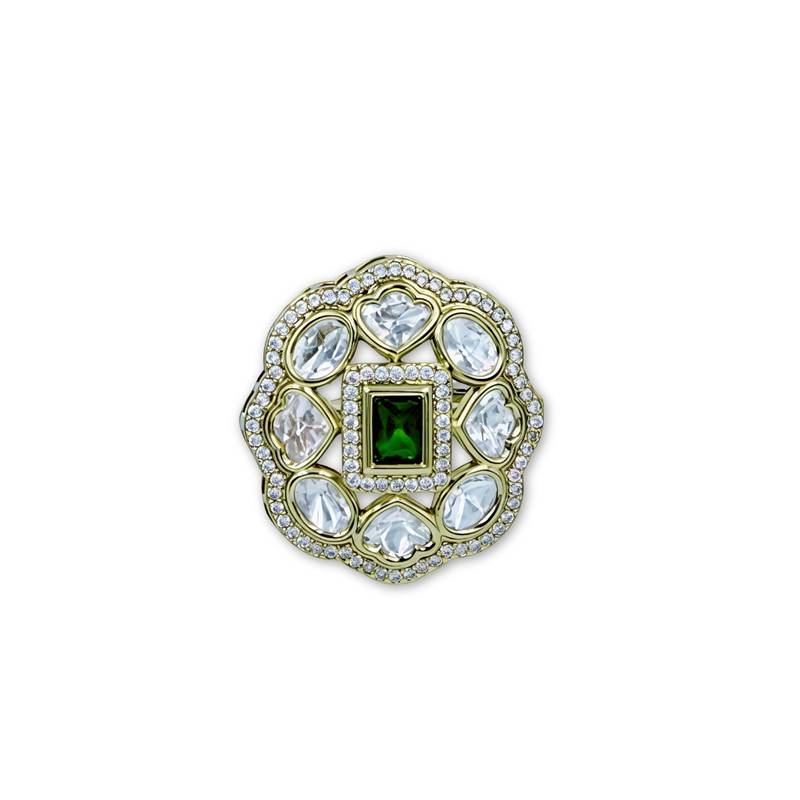 Moissanite Polki Adjustable Ring