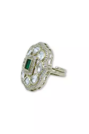 Moissanite Polki Adjustable Ring