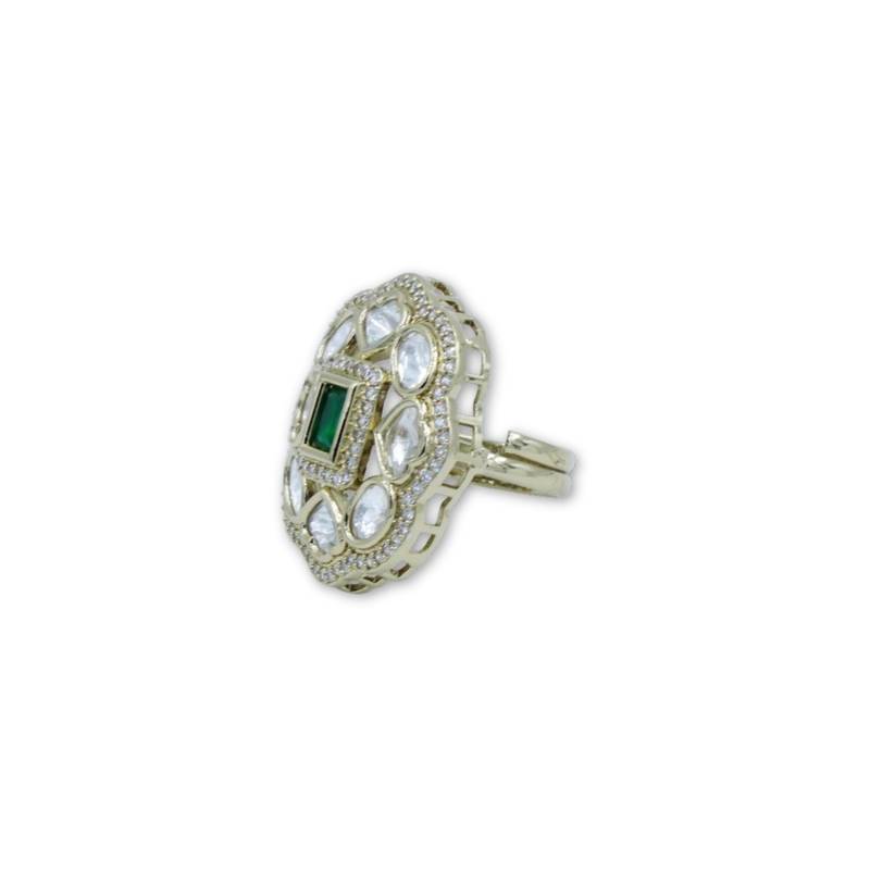 Moissanite Polki Adjustable Ring