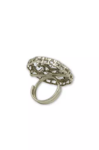 Moissanite Polki Red Stone CZ Adjustable Ring
