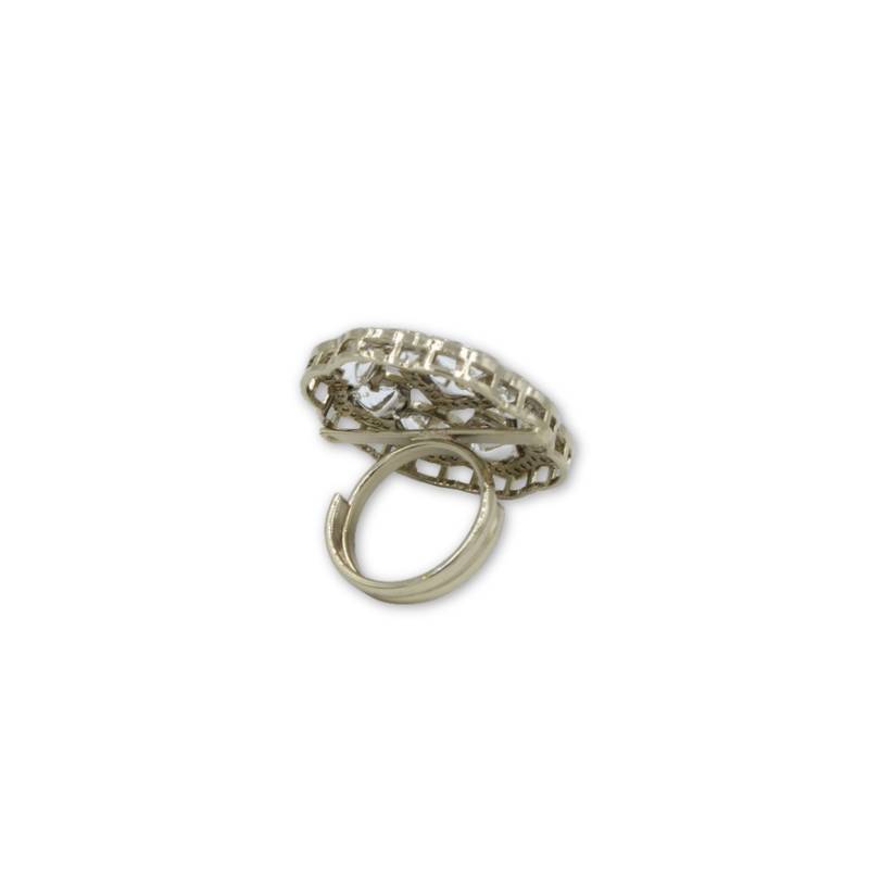Moissanite Polki Red Stone CZ Adjustable Ring