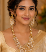 Golden Pearl Mesh Necklace Set