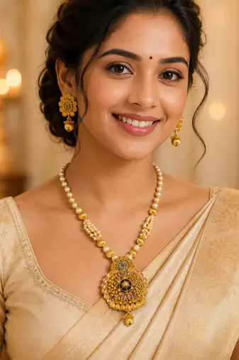Royal Filigree Pearl Pendant Necklace Set