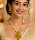 Royal Filigree Pearl Pendant Necklace Set