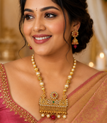 Temple Pearl Fringe Necklace Set