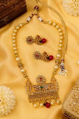 Temple Pearl Fringe Necklace Set 3