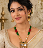 Traditional Red Green Beaded Heritage Necklace