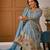 Sky  blue silk blend embroidered sharara set