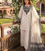 Cream crepe embroidered farshi salwar set