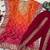 Orange silk blend embroidered kaftan set