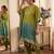 Green silk blend embroidered kaftan set