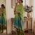 Green silk blend embroidered kaftan set