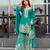 Teal silk blend embroidered sharara set