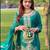 Teal silk blend embroidered sharara set