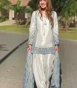 White art silk printed farshi salwar set
