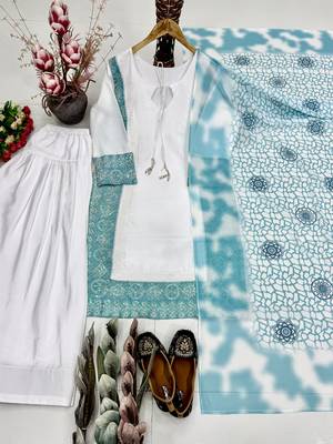 White art silk printed farshi salwar set 2