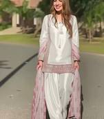 White art silk printed farshi salwar set