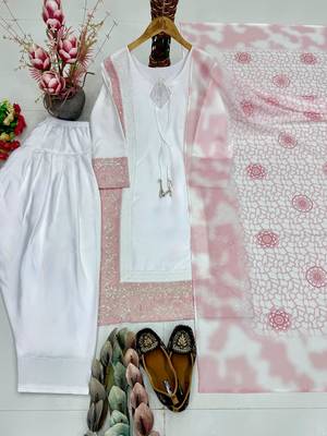 White art silk printed farshi salwar set 2