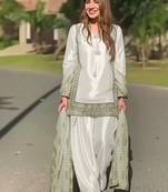 White art silk printed salwar kameez
