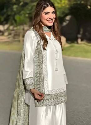 White art silk printed salwar kameez 2